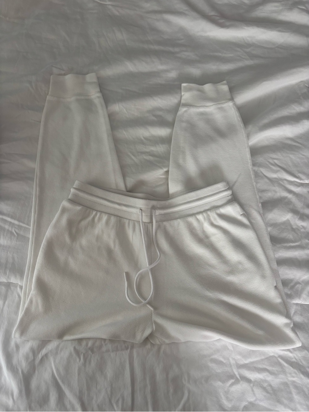 Aritzia White Waffle Knit Lounge Pants